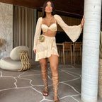 Conjunto De Biquini 3 Peças Modelo Maite Champagne