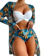 Biquíni Cintura Alta Conjunto Saída De Praia 3 Peças Linha New Hot