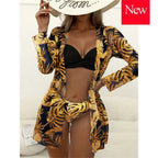 Biquíni Cintura Alta Conjunto Saída De Praia 3 Peças Linha New Hot