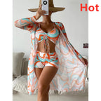 Biquíni Cintura Alta Conjunto Saída De Praia 3 Peças Linha New Hot