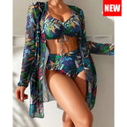 Biquíni Cintura Alta Conjunto Saída De Praia 3 Peças Linha New Hot
