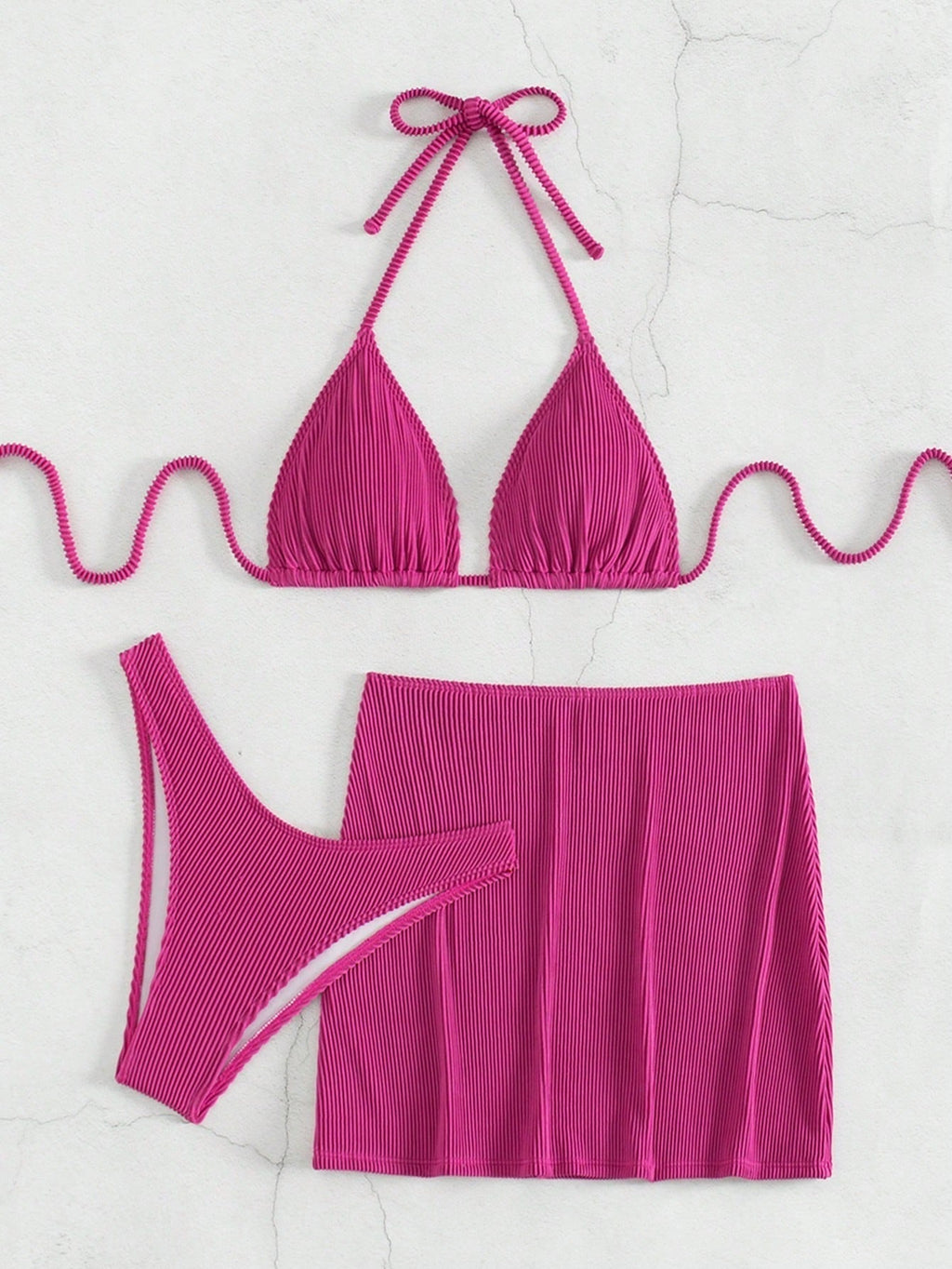 Conjunto De 3 Peças Sensual Com Top E Saia Corte Alto