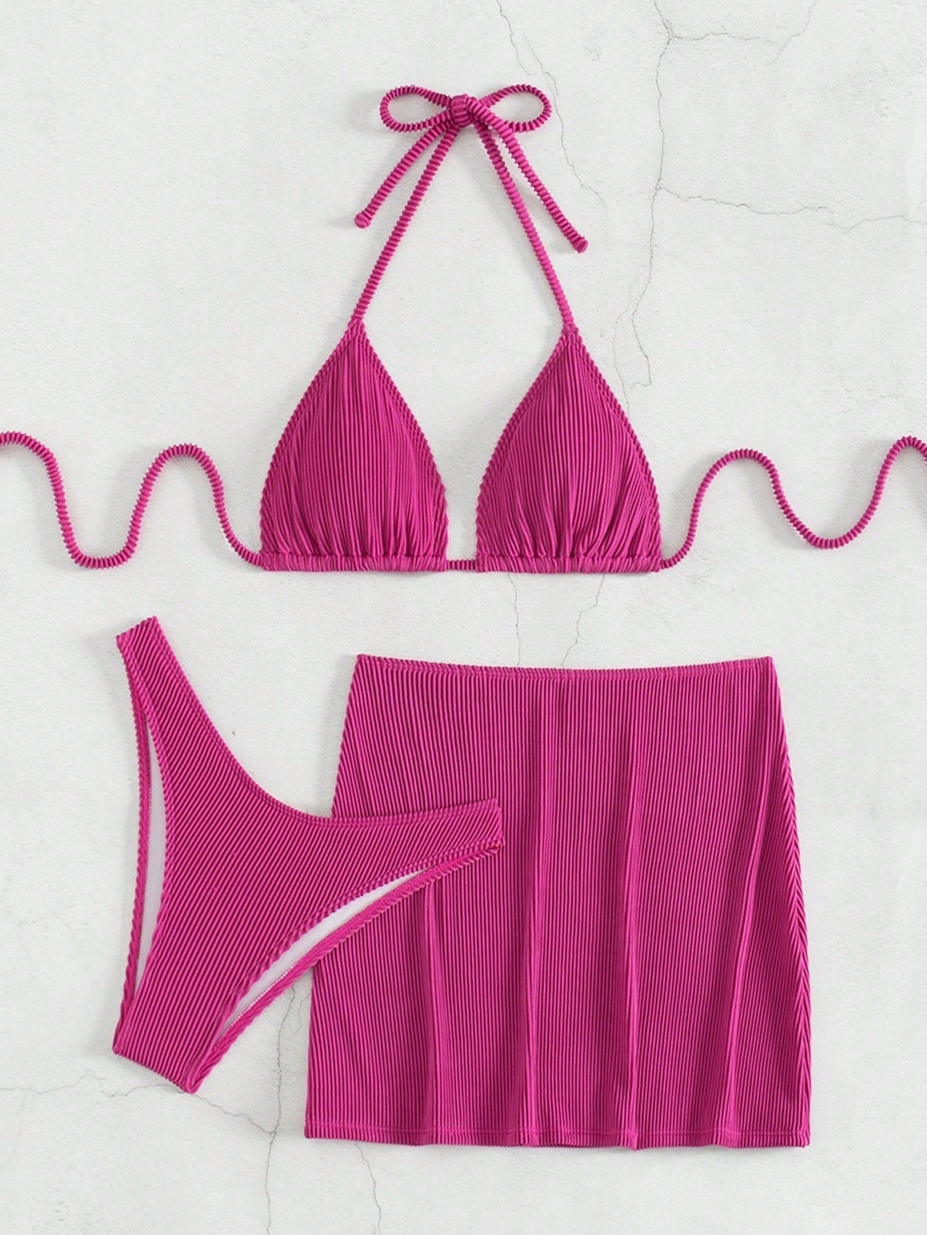 Conjunto De 3 Peças Sensual Com Top E Saia Corte Alto