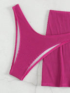 Conjunto De 3 Peças Sensual Com Top E Saia Corte Alto