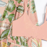 Conjunto Biquíni 3 Peças Com Estampa Tropical