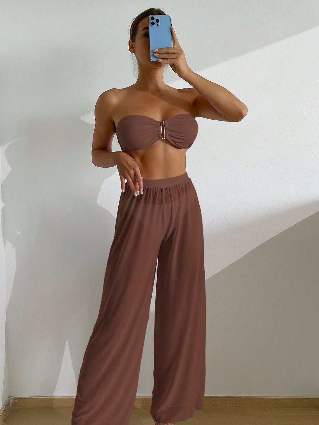 Conjunto Biquini Saída De Praia Com Calça