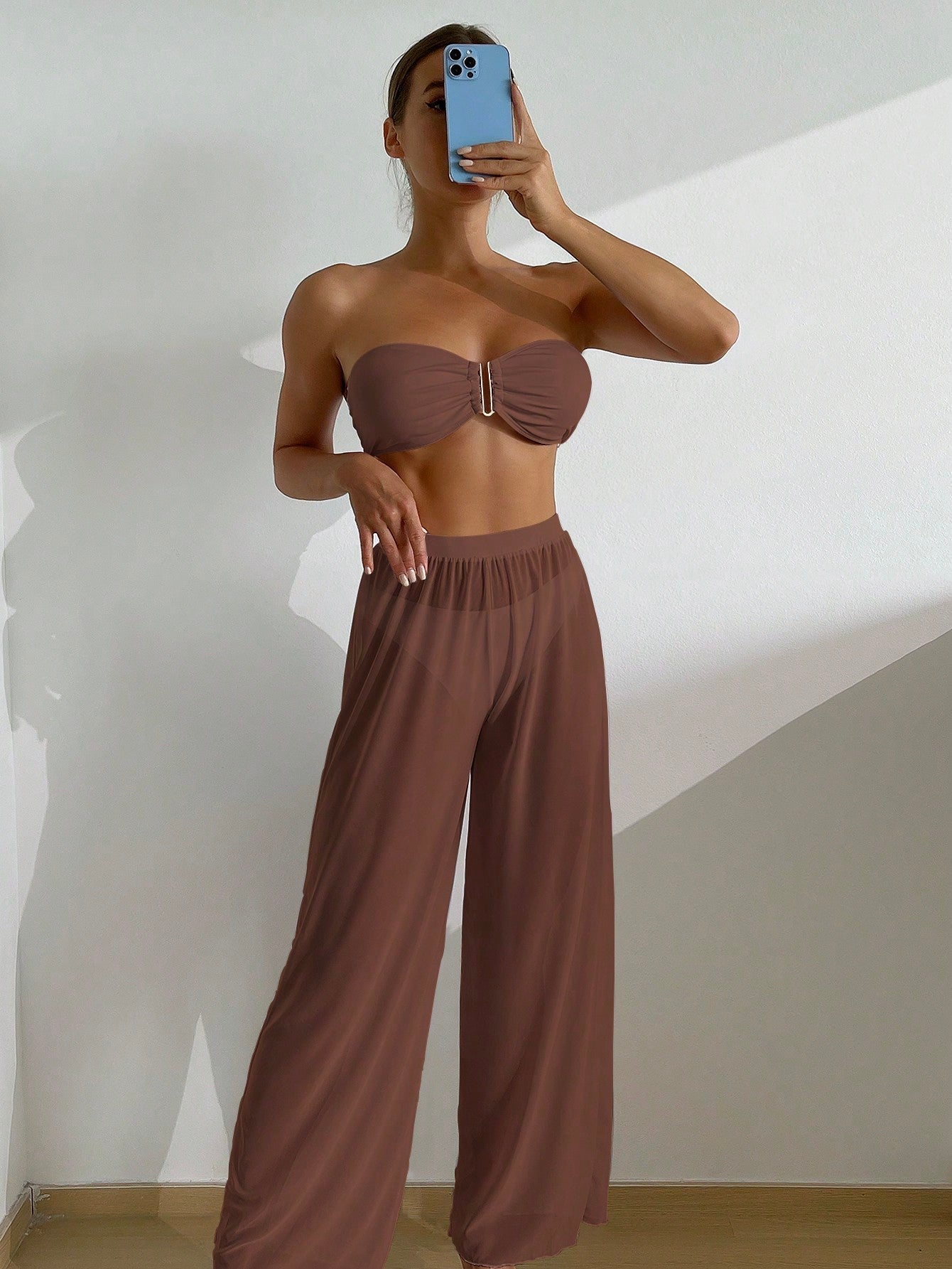 Conjunto Biquini Saída De Praia Com Calça