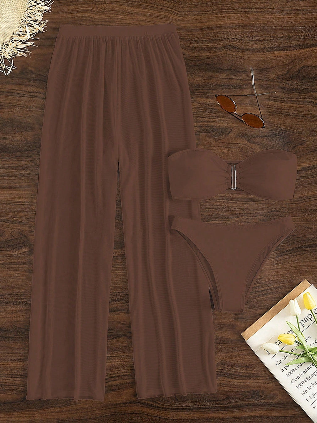 Conjunto Biquini Saída De Praia Com Calça