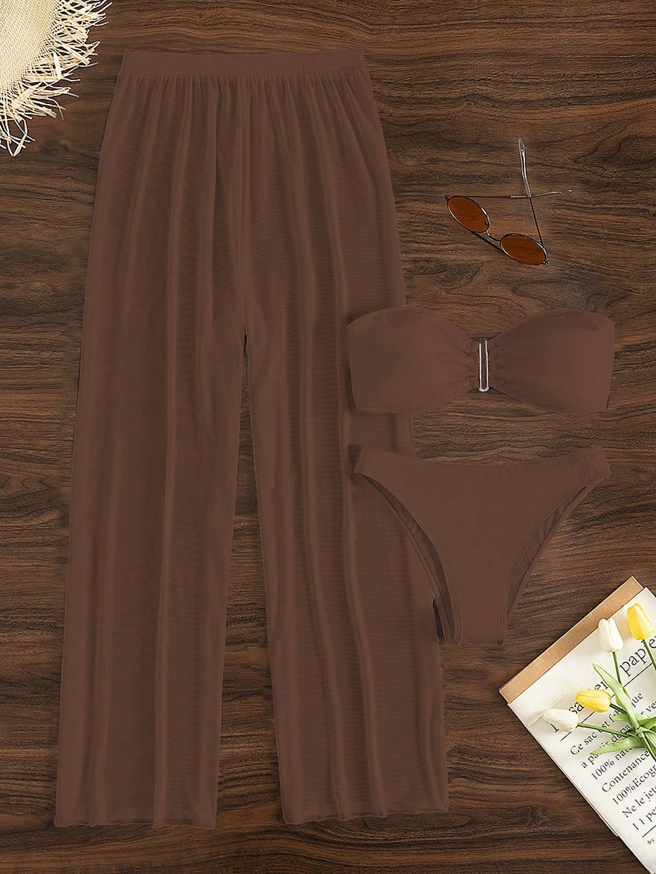 Conjunto Biquini Saída De Praia Com Calça