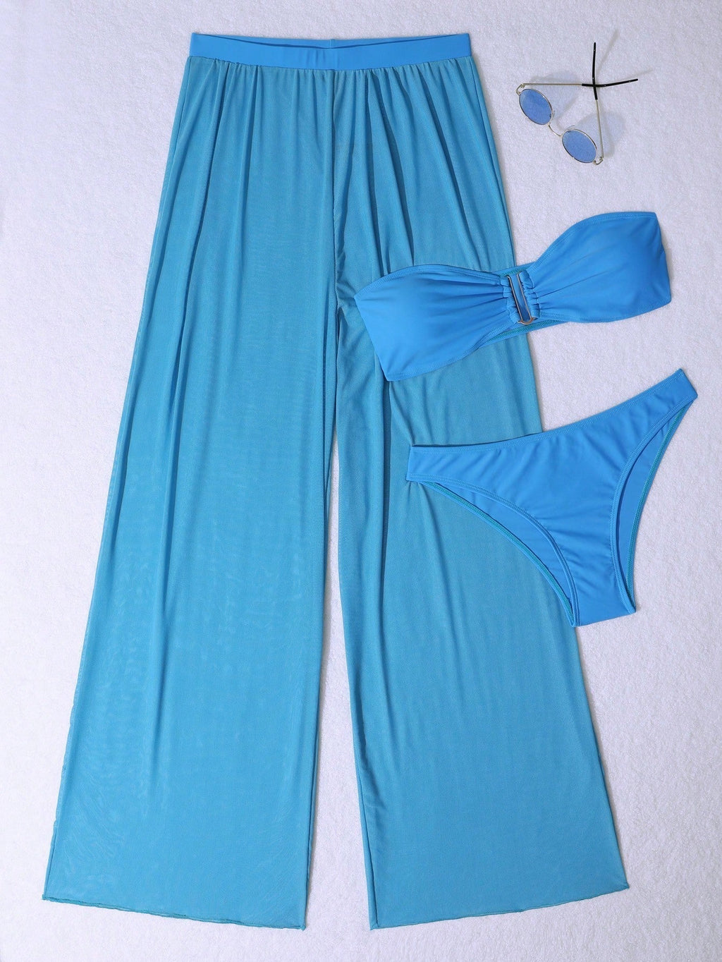 Conjunto Biquíni 3 Peças Estilo Bandeau Com Fio U