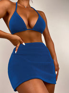 Conjunto De 3 Peças Sensual Com Top E Saia Corte Alto