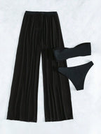 Conjunto Biquíni 3 Peças Estilo Bandeau Com Fio U